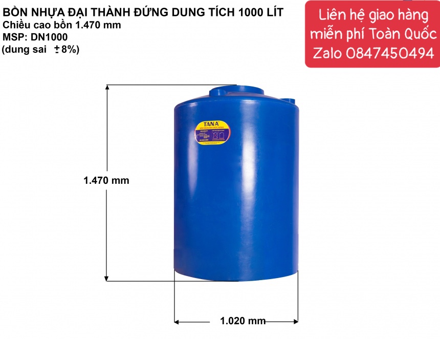 Bồn nhựa đại thành 1000 lít đứng