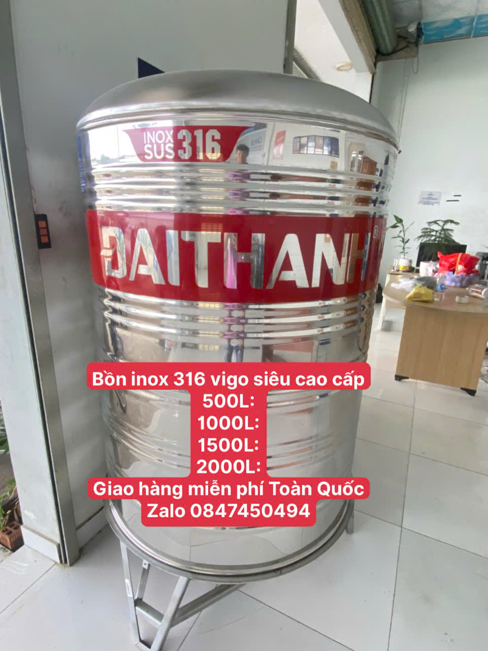 Bình inox 316 vigo 500L 700L 1000L 1500L 2000L siêu bền cao cấp tân á đại thành