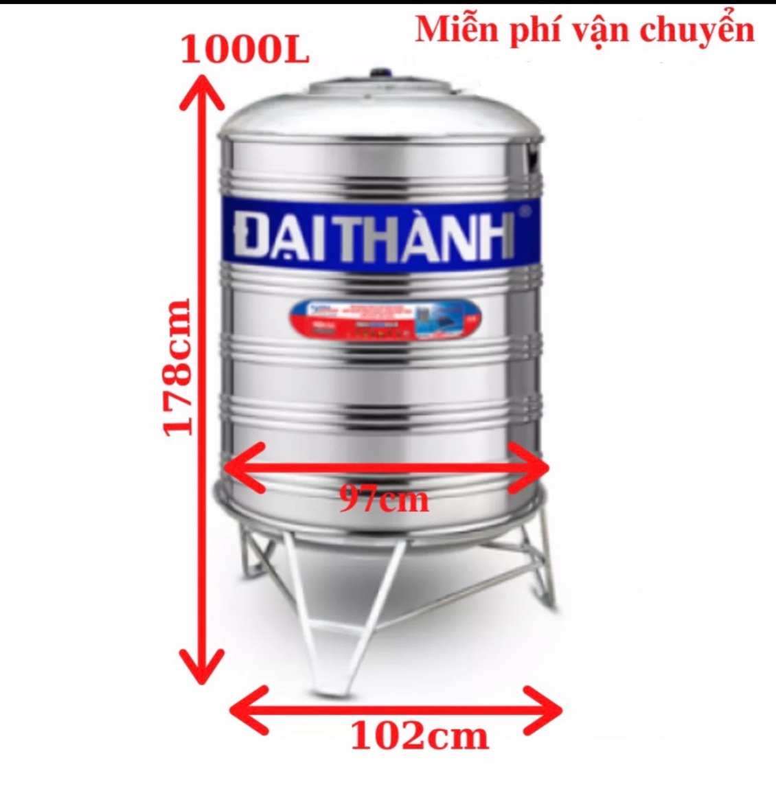 Bồn inox đại thành 1000 lít đứng