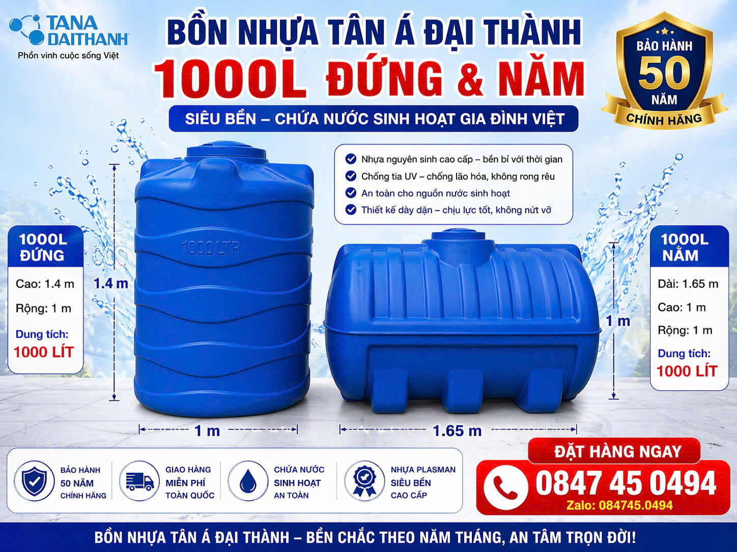 BỒN NHỰA xanh dương plasman 1000L Bình nhựa xanh lá cây plasman 1 khối Téc nhựa xanh dương 1000 lít plasman siêu cao cấp Giao miễn phí Toàn Quốc App