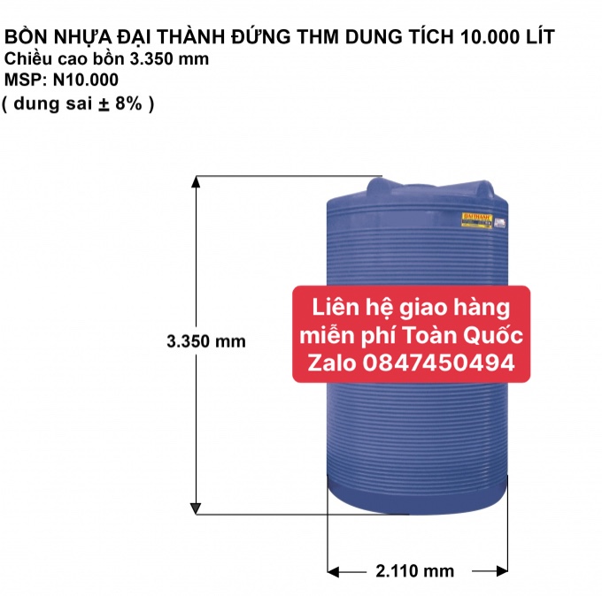 Bồn nhựa 10000 lít đứng thm tân á đại thành giao hàng miễn phí Toàn Quốc