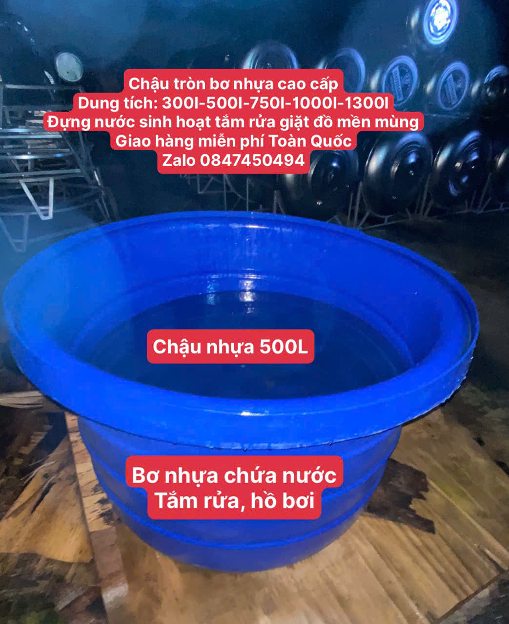 Bơ nhựa 500 lít ( chậu xô nhựa tròn 500l) đựng nước tân á đại thành giao hàng miễn phí Toàn Quốc