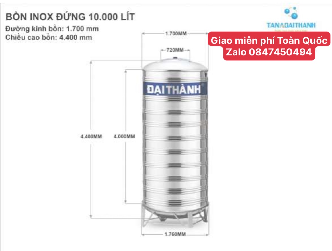 Bồn inox 304 10000 lít đứng