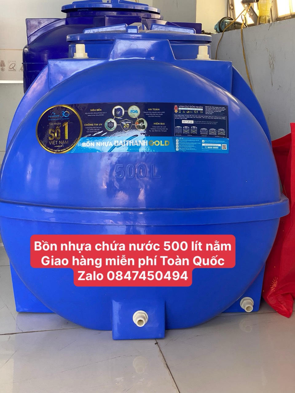 Bồn chứa nước ngang 500 lít giao hàng miễn phí Toàn Quốc