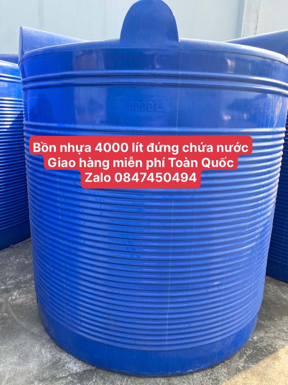 Thùng chứa nước nhựa 4000L đứng giao hàng miễn phí Toàn Quốc