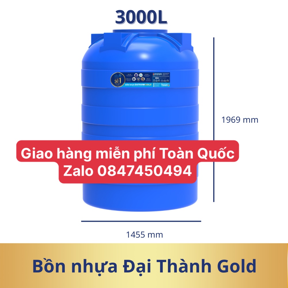 Thùng nhựa 3000 lít đứng gold cao cấp tân á đại thành giao hàng miễn phí Toàn Quốc