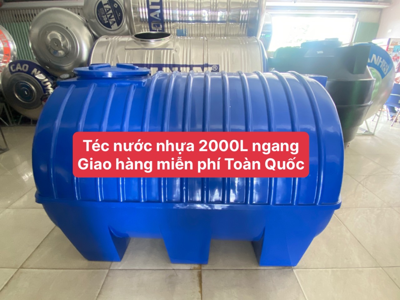 Téc nước sinh hoạt 2000 lít ngang giao hàng miễn phí Toàn Quốc