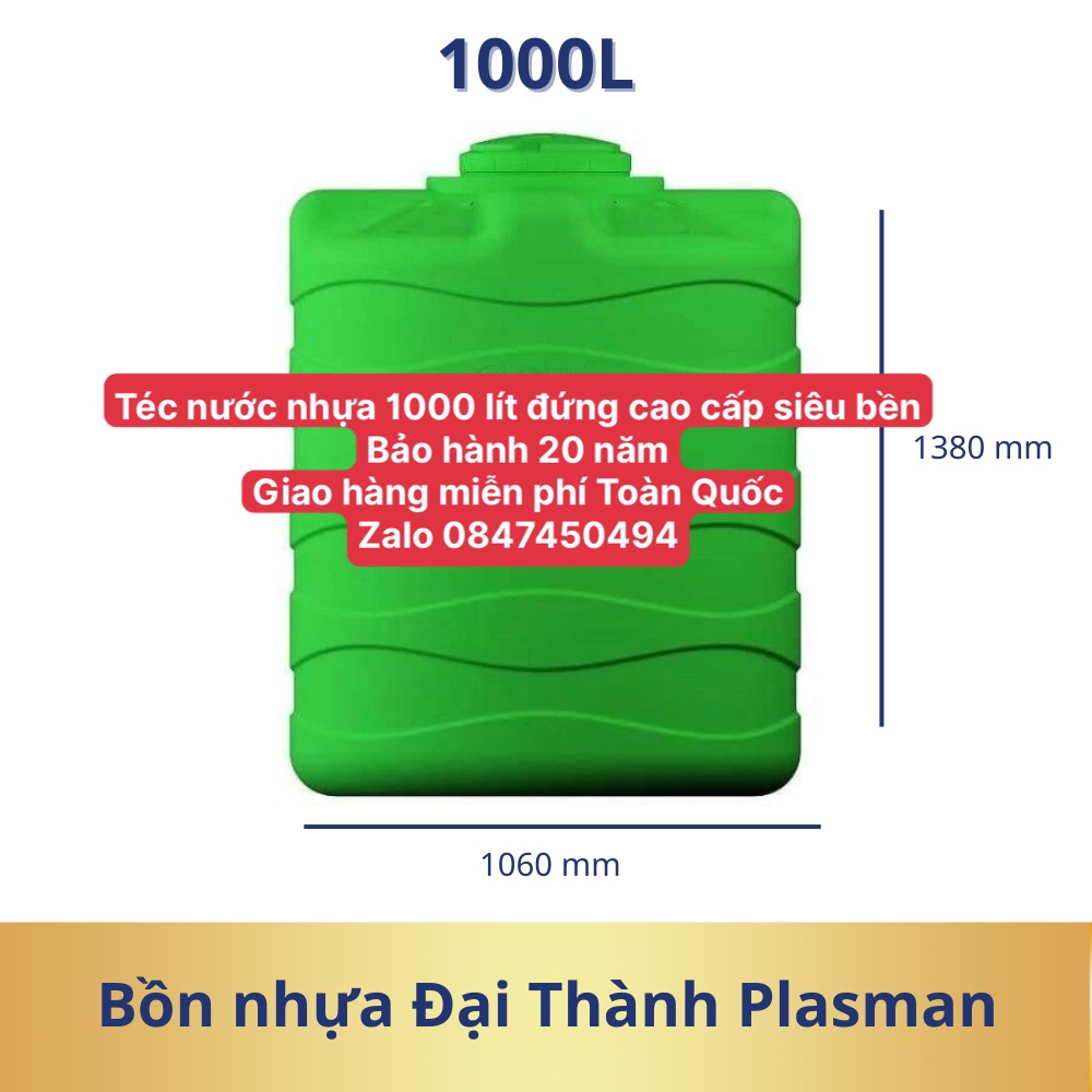 Téc nước nhựa 1000 lít đứng plasman chứa nước sinh hoạt gia đình cao cấp giao hàng miễn phí Toàn Quốc