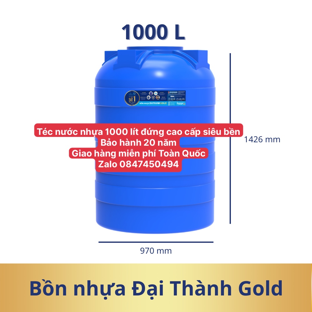 Téc nước nhựa 1000 lít gold chứa nước sinh hoạt giao hàng miễn phí Toàn Quốc