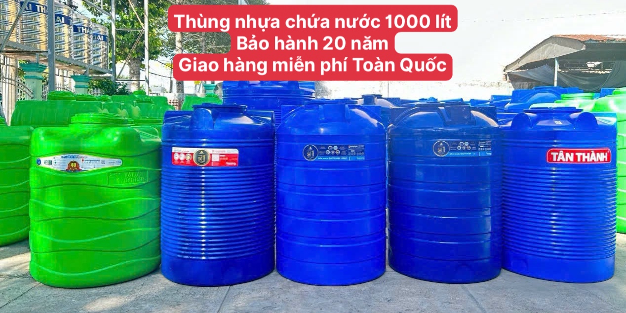 Thùng nhựa chứa nước 1000 lít tân á đại thành giao hàng miễn phí Toàn Quốc (xô, bồn, téc,bình)