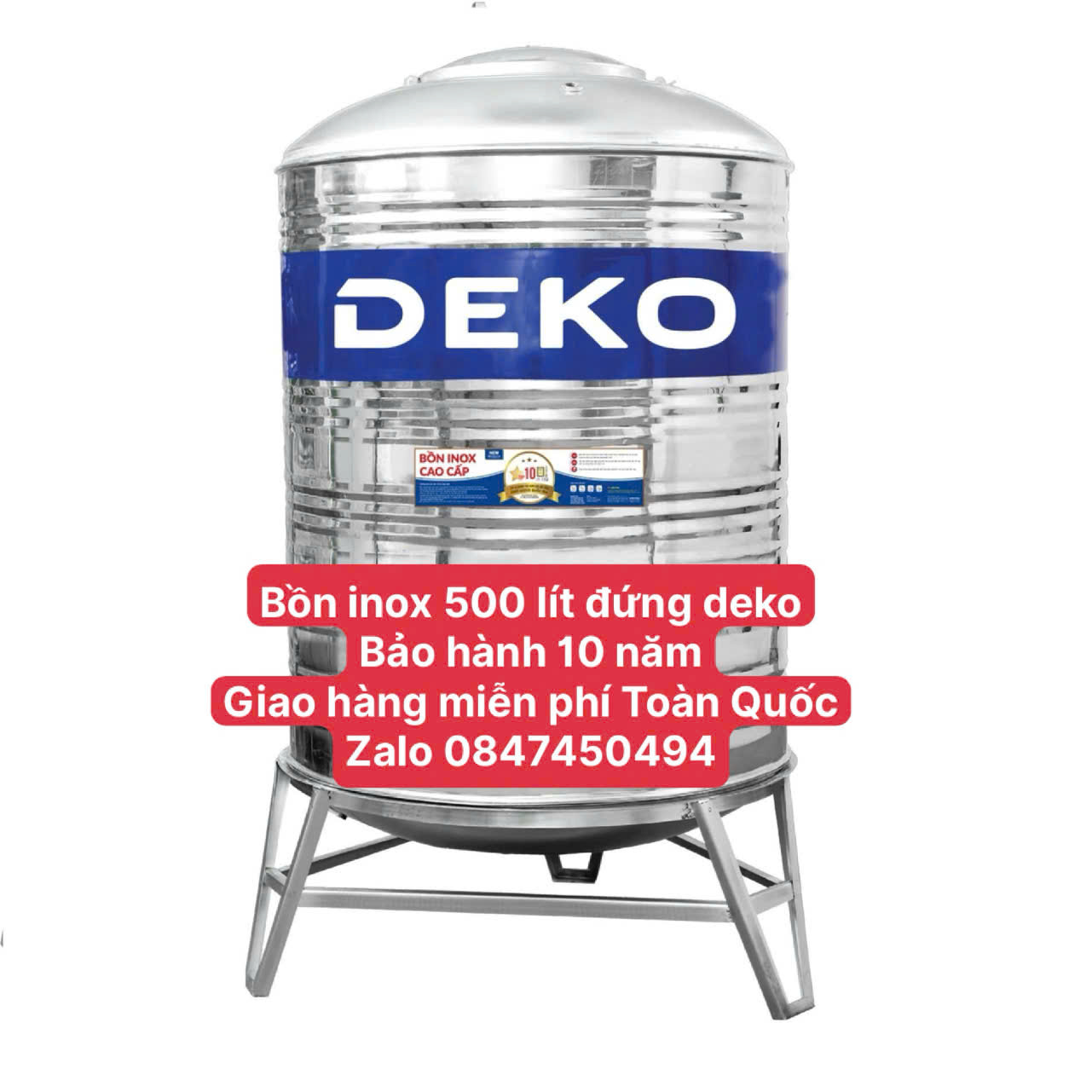 Bồn nước giá rẻ 500 lít ngang inox deko sơn hà giao hàng miễn phí Toàn Quốc