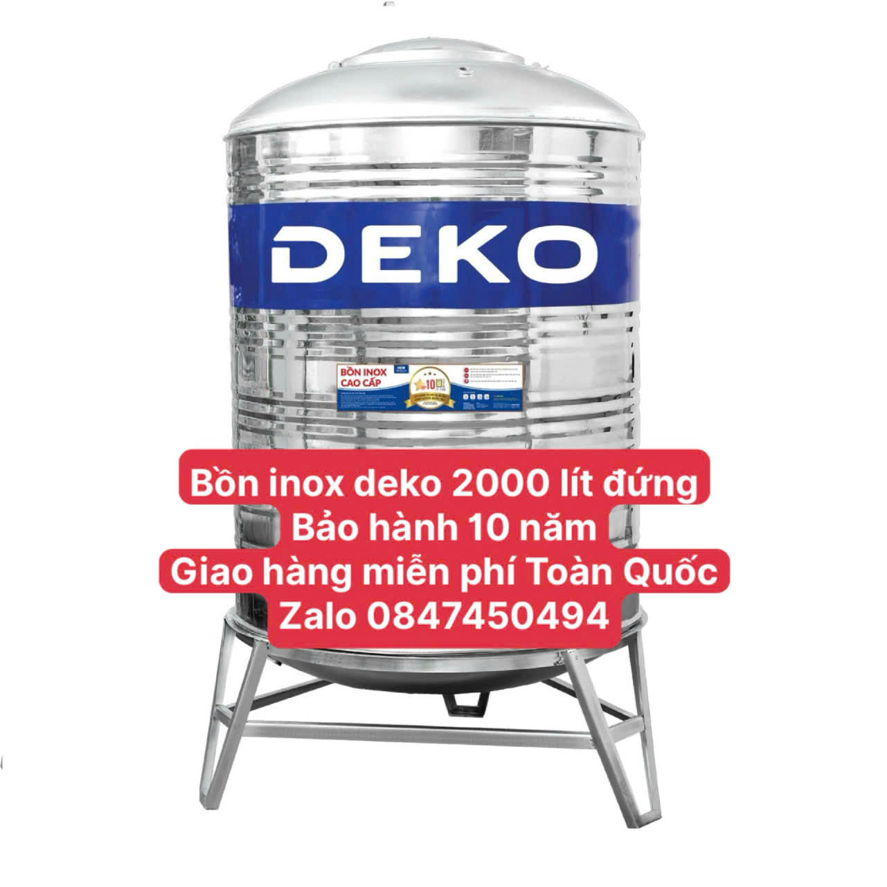 Bồn nước giá rẻ 2000 lít đứng inox deko sơn hà giao hàng miễn phí Toàn Quốc