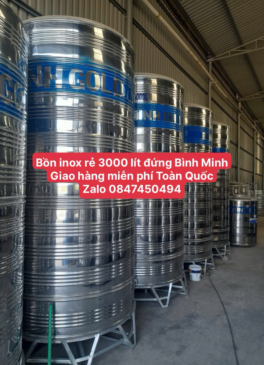 Bồn nước giá rẻ 3000 lít đứng inox Thành Đạt Bình Minh Việt Ý giao hàng miễn phí Toàn Quốc