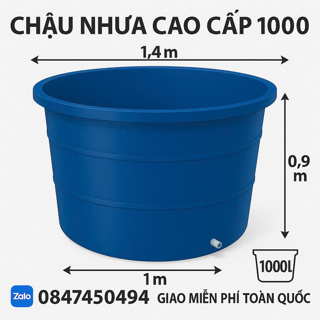 Bơ nhựa chậu nhựa 1000L đại thành chứa nước chứa nước thuốc chứa phân tắm giặt giao hàng miễn phí Toàn Quốc