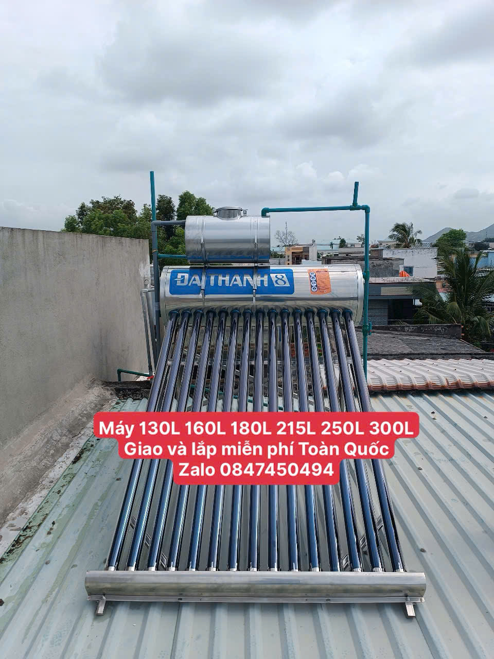 MÁY NƯỚC NÓNG NĂNG LƯỢNG MẶT TRỜI ĐẠI THÀNH 8 160L inox 304 cao cấp tân á đại thành giao và lắp miễn phí Toàn Quốc