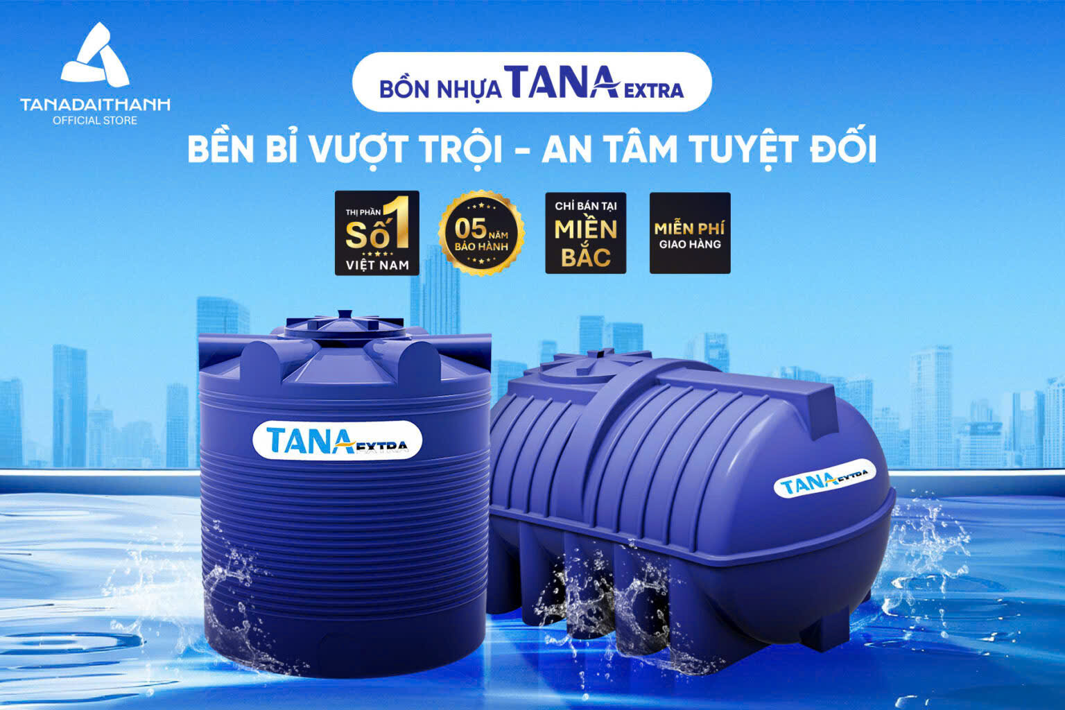 Bồn nhựa 500l 0.5 khối 500L đứng( téc nhựa 0.5 khối đứng) tân á đại thành ex chứa nước dự trữ sinh hoạt gia đình giao hàng miễn phí Toàn Quốc