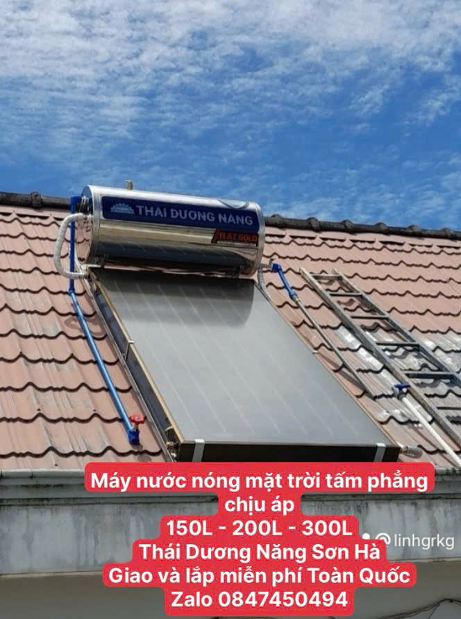 Máy nước nóng tấm phẳng chịu áp 150L thái dương năng 150 lít sơn hà 150L giao và lắp miễn phí Toàn Quốc