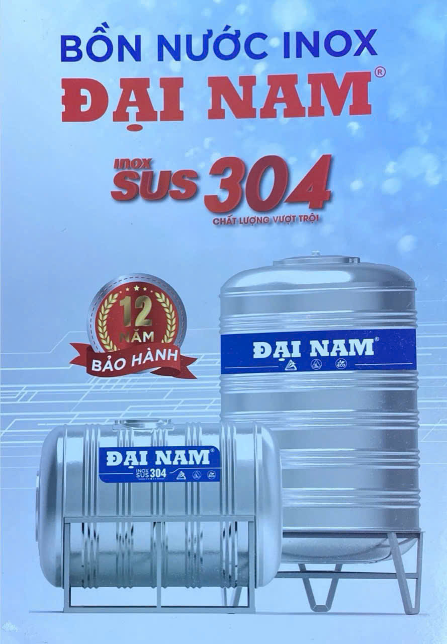 Bồn inox 304 1000 lít đứng nằm đại nam cao cấp BH 12 năm tân á đại thành chứa nước sinh hoạt gia đình giao hàng miễn phí Toàn Quốc