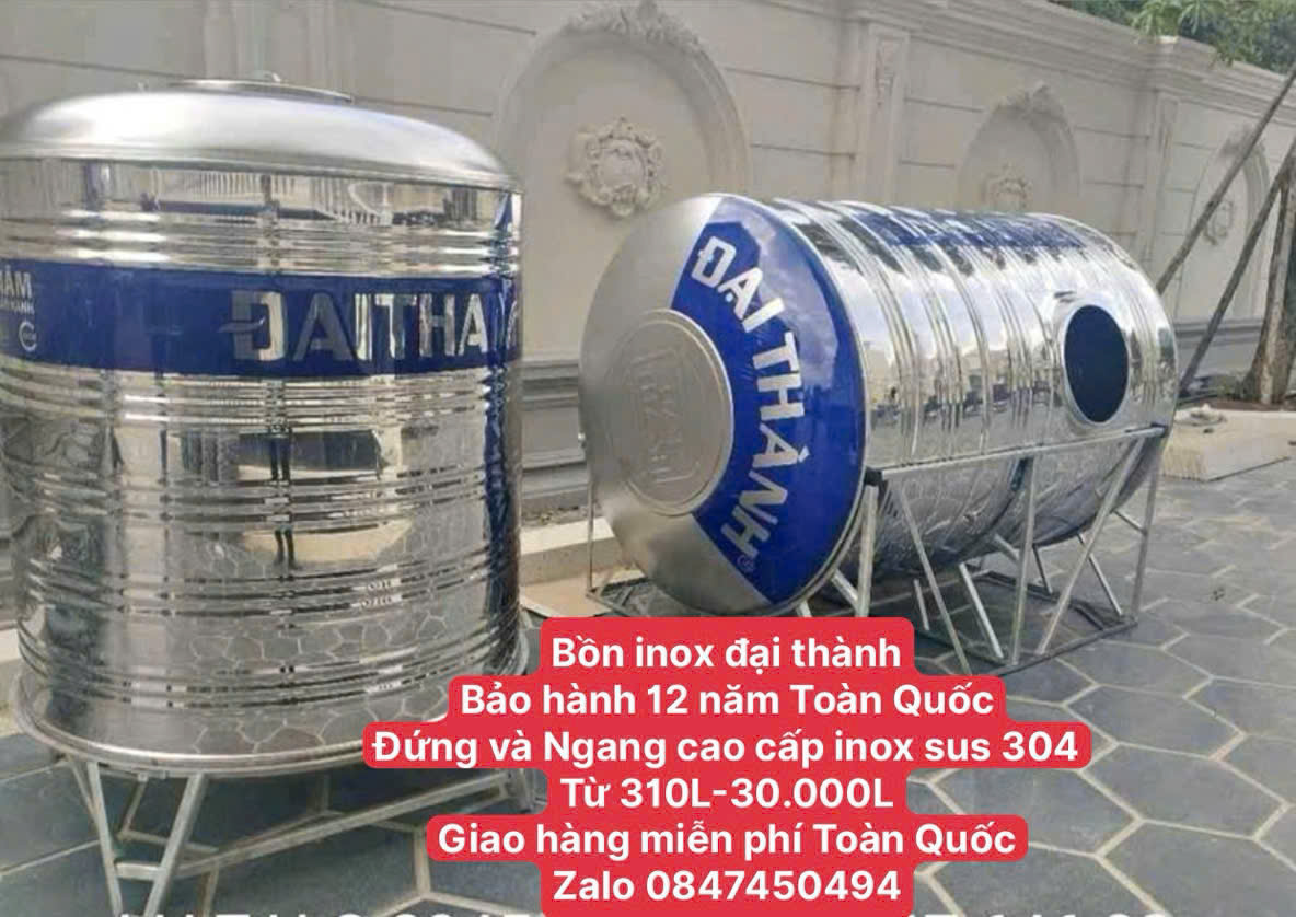 Bồn inox 304 2000 lít đứng nằm đại nam cao cấp BH 12 năm tân á đại thành chứa nước sinh hoạt gia đình giao hàng miễn phí Toàn Quốc