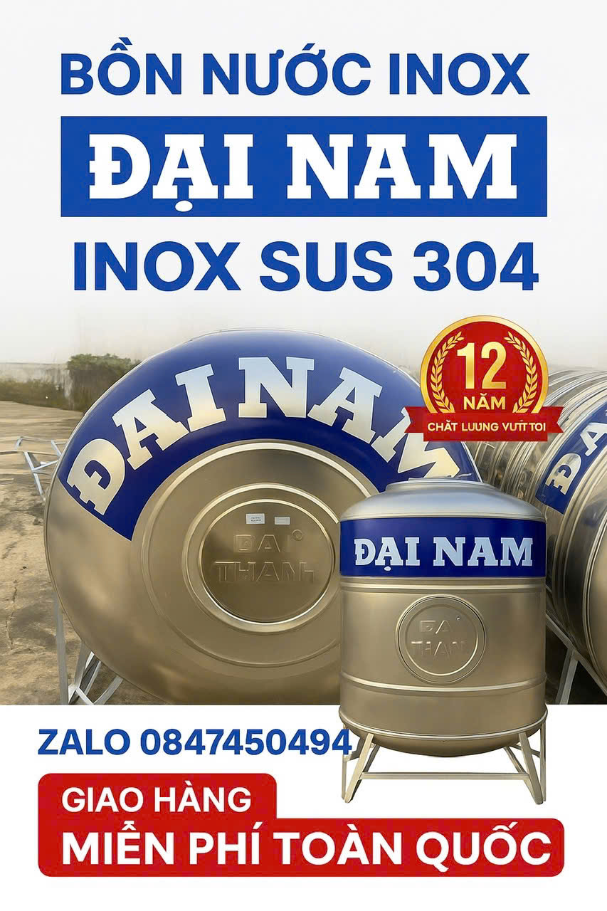 Bồn inox 304 3000 lít 3 KHỐI 3M3 đứng nằm đại nam cao cấp BH 12 năm tân á đại thành chứa nước sinh hoạt gia đình giao hàng miễn phí Toàn Quốc