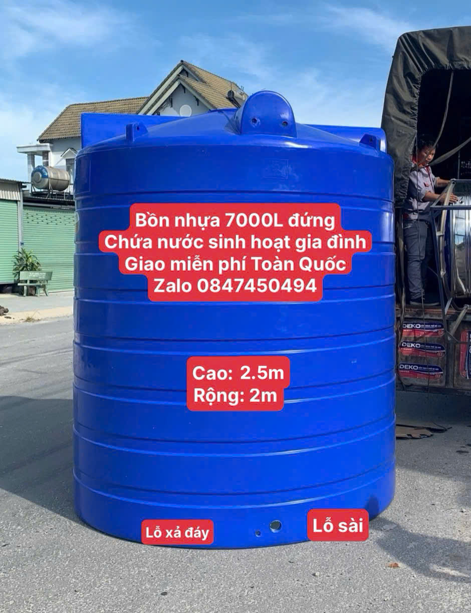 Bồn nhựa 7000 lít téc nhựa 7 khối bình nước 7000L(7m3 đứng) sơn hà deko cao cấp giao miễn phí Toàn Quốc