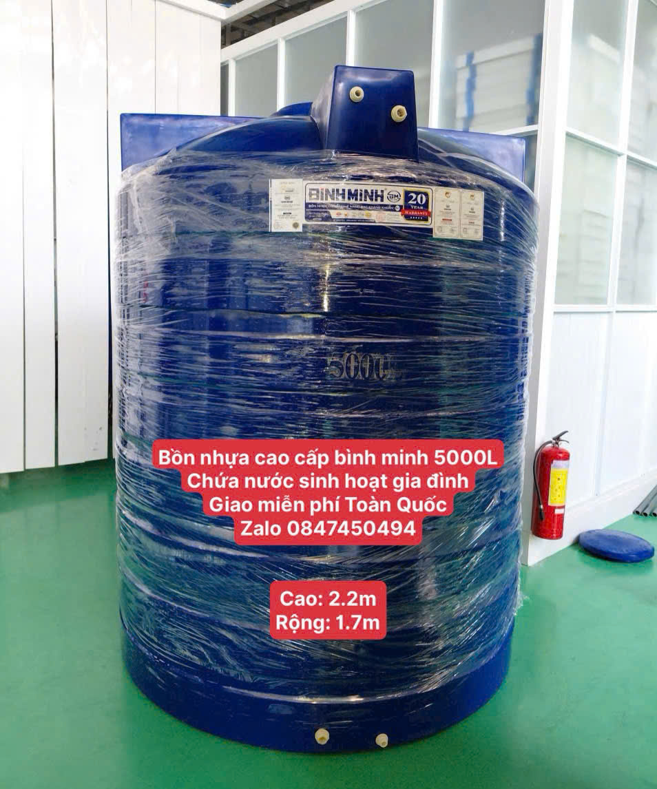 BỒN NHỰA BÌNH MINH 5000L 5 khối 5m3 5000 lít đứng bảo hành 20 năm – SIÊU BỀN, GIÁ TỐT giao hàng miễn phí Toàn Quốc