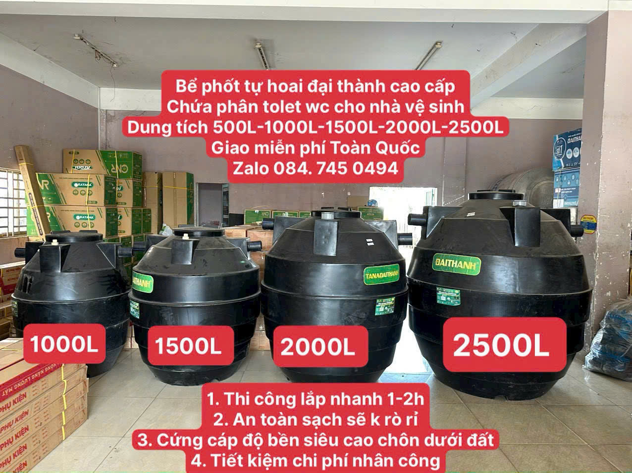 Bể phốt tự hoại thông minh 500l 1000l 1500l 2000l 2500l tân á đại thành chứa phân đựng phân tolet wc giao hàng miễn phí Toàn Quốc