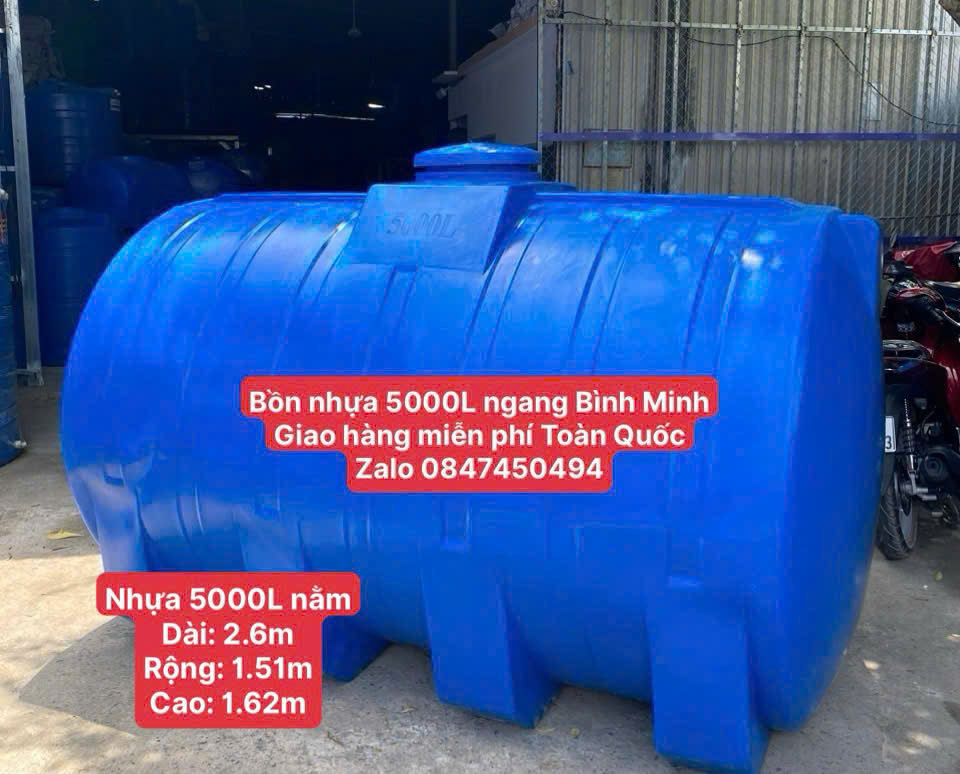 BỒN NHỰA BÌNH MINH 5000 LÍT NẰM Bồn nhựa 5 khối nằm ngang Bình Minh bảo hành 20 năm giao miễn phí Toàn Quốc