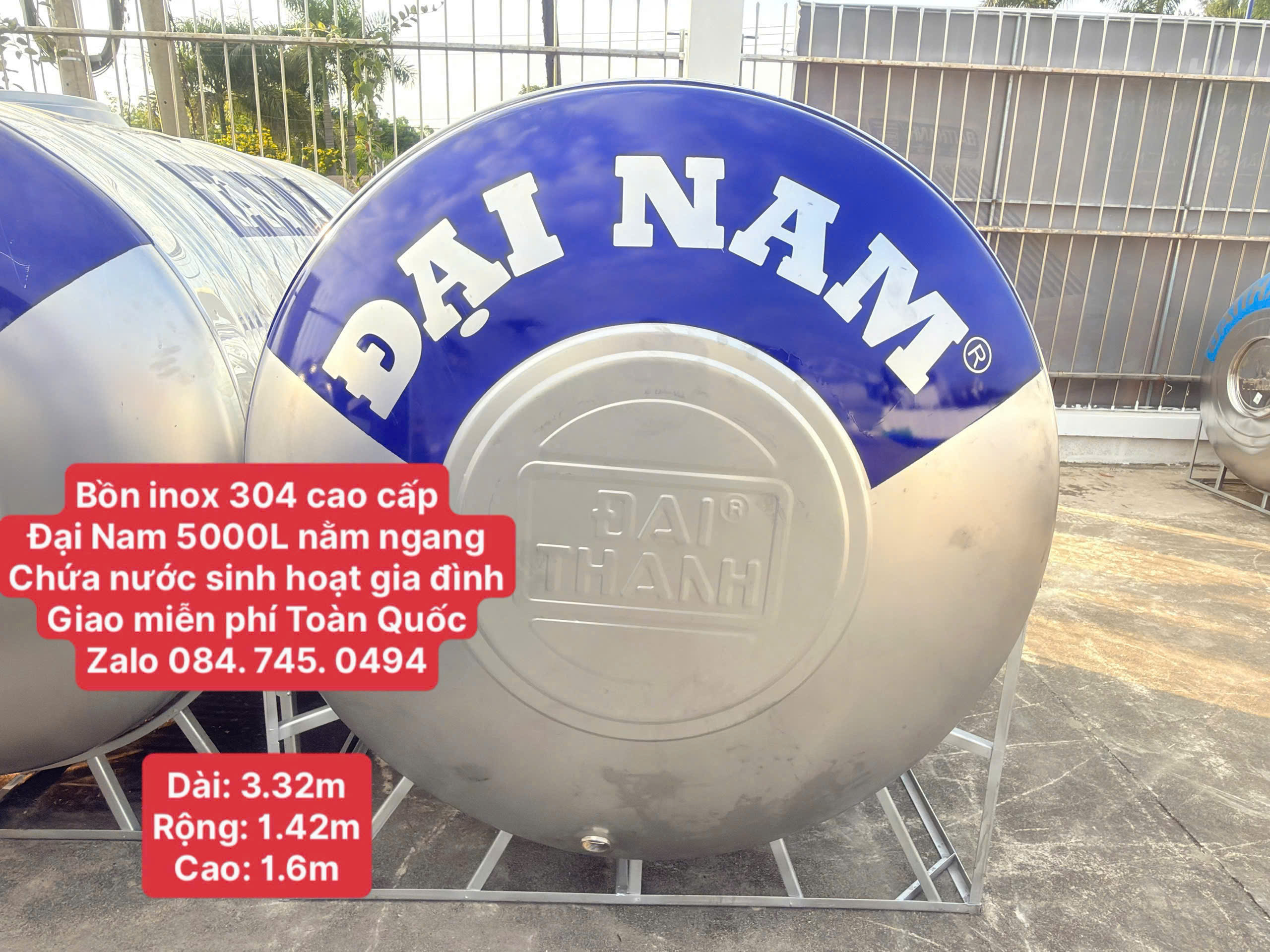 bồn 304 5000 lít nằm giá rẻ chất lượng inox 5m3 ngang đại bạn bảo hành 12 năm giao miễn phí Toàn Quốc