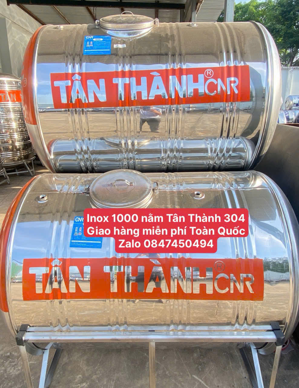 Bồn inox 304 Tân Thành 3000 Nằm cao cấp inox 304 tân á đại thành giao miễn phí Toàn Quốc