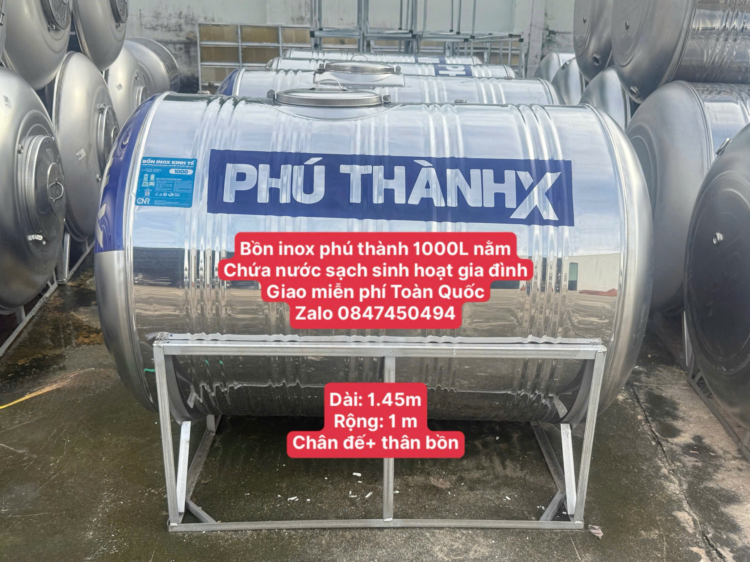 Téc inox giá rẻ 1000 lít nằm – GIẢI PHÁP TRỮ NƯỚC SẠCH CHO MỌI GIA ĐÌNH giao miễn phí Toàn Quốc