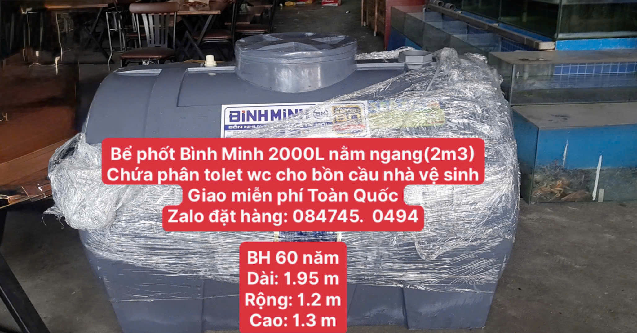 Hầm phân 2 m3 ngang 2 khối nằm Bình Minh Chứa phân tolet wc hầm tự hủy phân cho bồn cầu nhà vệ sinh giao miễn phí Toàn Quốc