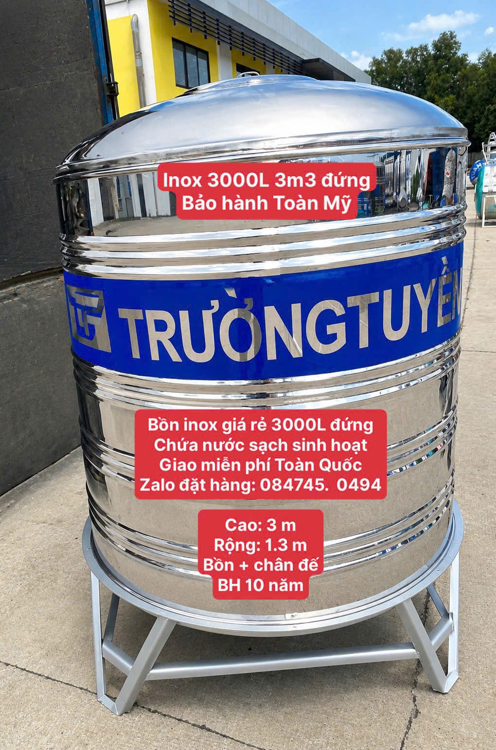 Tét nước giá rẻ 3000L đứng inox 3 khối đứng 3m3 đứng trường tuyền chứa nước sạch có thể làm phòng cháy chữa cháy pccc lỗ sài 60 hoặc 90 giao miễn phí Toàn Quốc