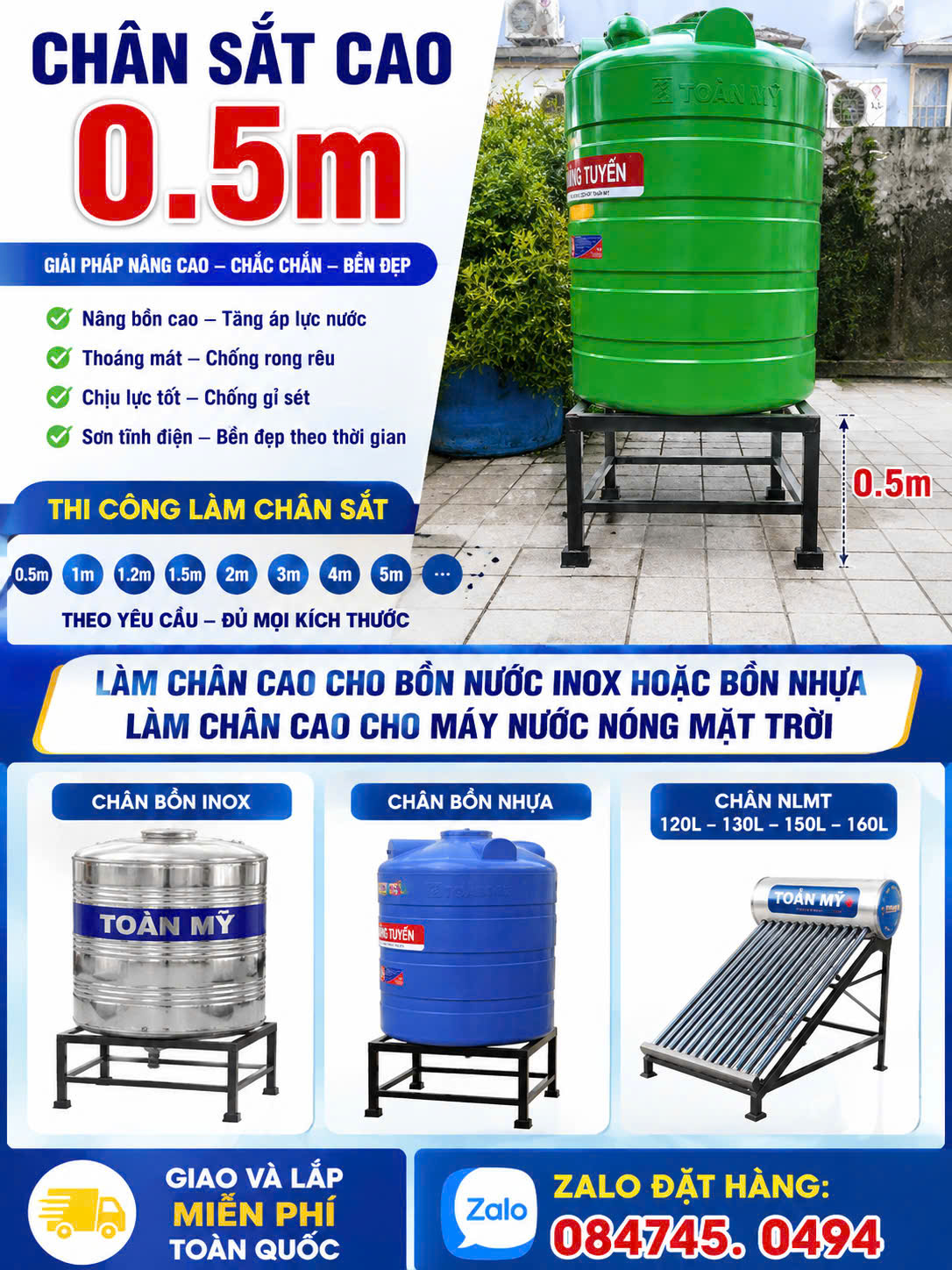 Chân inox cao 0.5 mét chân cao 1 mét chân inox 1m2 chân sắt 1.5m chân kẽm 0.5m chân 3m 4m 5m giao miễn phí Toàn Quốc
