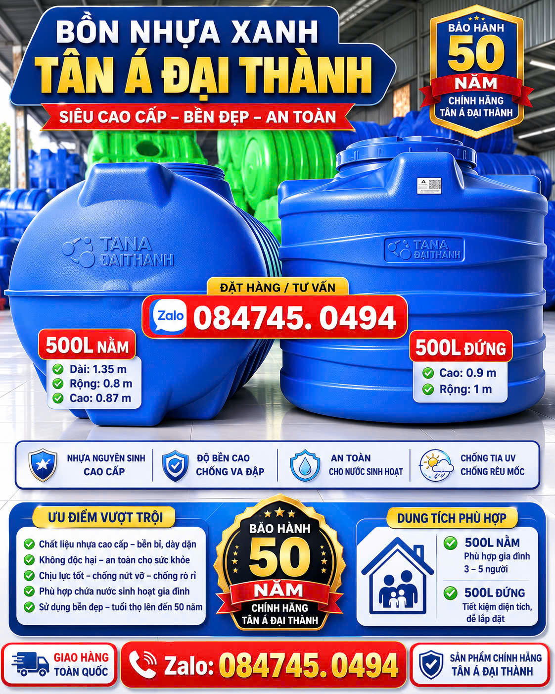 Tét nhựa tốt nhất 500l tan a đại thành Bình nhựa tốt nhất mua ở đâu? Téc nước nhựa bền nhất giá như thế nào? Bồn nhựa nào tốt nhất hiện nay?