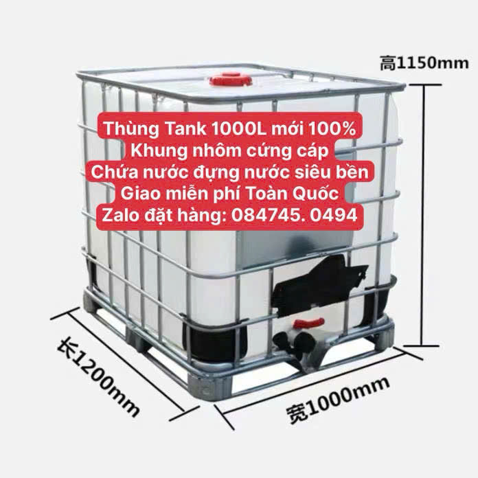 Bồn tank 1000 lít Ibc khung nhôm bên ngoài Tank khung sắt bên ngoài 1000L giao miễn phí Toàn Quốc