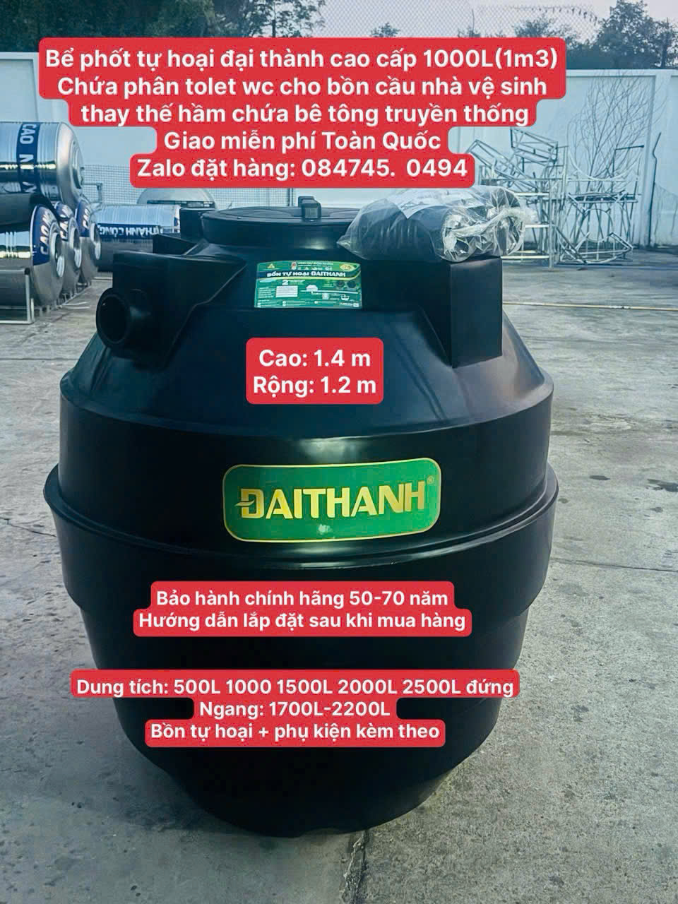 Bồn tự hoại 1000 lít đại thành chứa phân tolet wc cho bồn cầu nhà vệ sinh gia đình- Hầm phân 1 khối tân á đại thành BỒN TỰ HOẠI 1000L ĐỨNG – GIẢI PHÁP VỆ SINH HIỆN ĐẠI, TIẾT KIỆM CHI PHÍ
