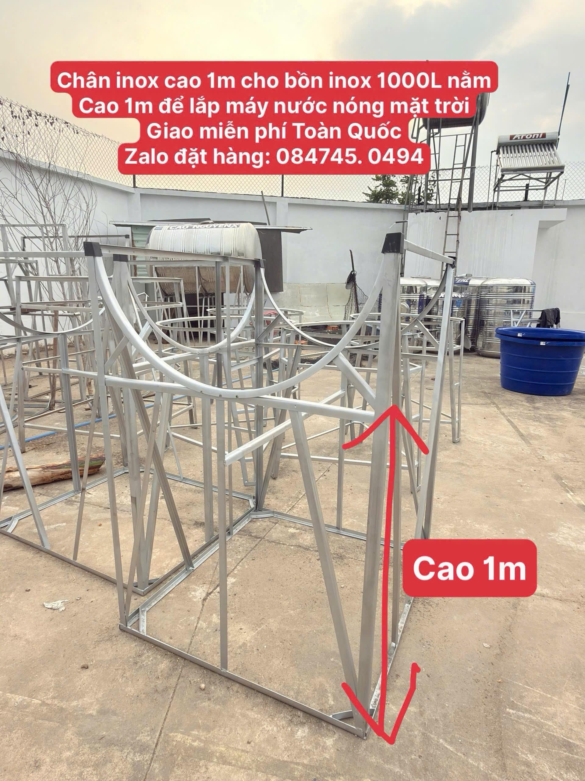 Chân bồn nước inox tân á đạo thành chân bồn nước để lắp máy nước nóng mặt trời tân á đại thành
