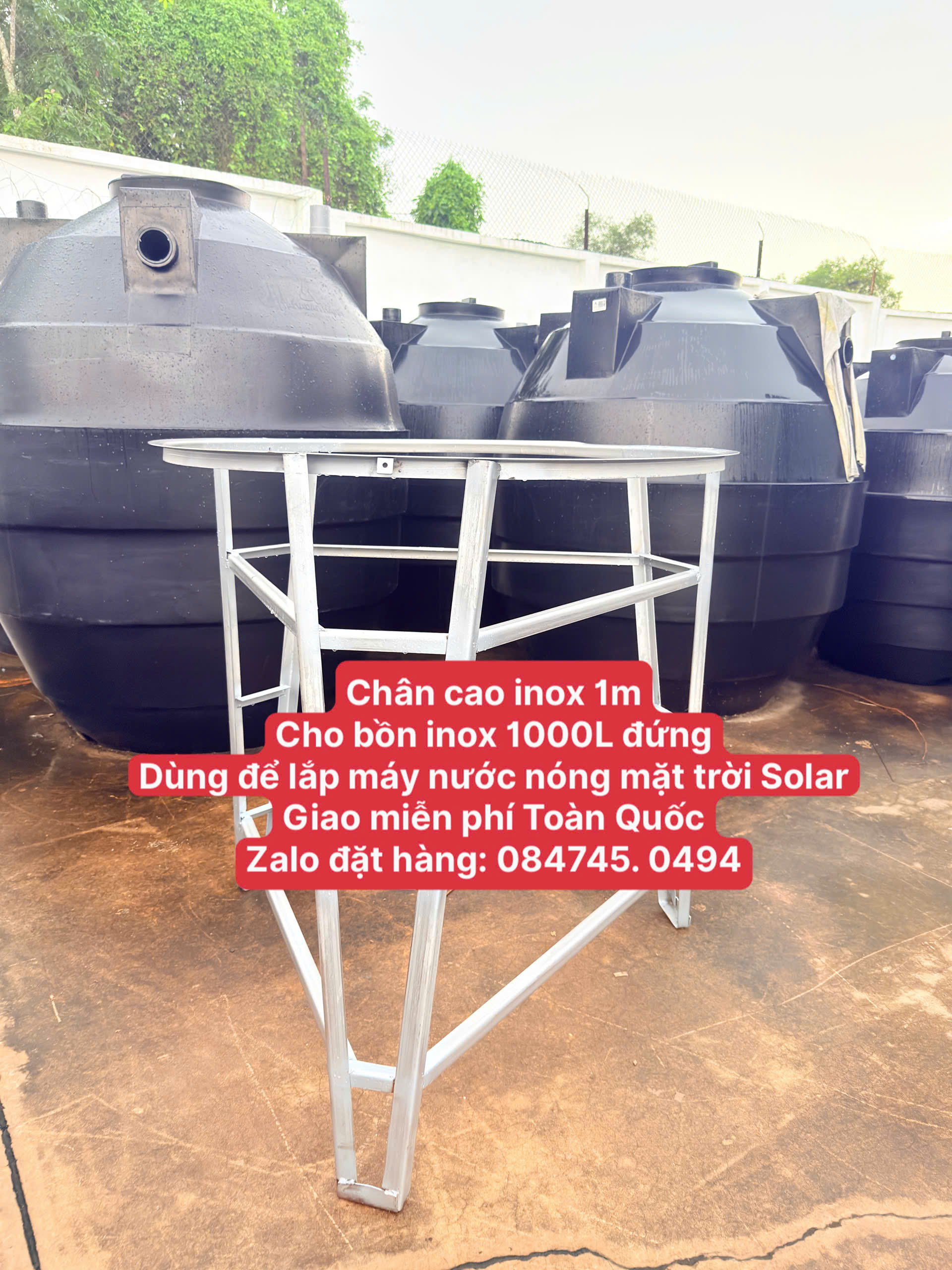 Chân cao bồn nước inox đại thành 1m cho bồn 1000L-Chân inox cao cấp 1 mét bồn 1 khối 1m3 Đứng Tân Á Đại Thành giao miễn phí Toàn Quốc