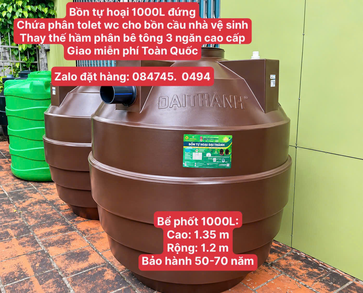 Bồn tự hoại tân á đại thành chính hãng cao cấp chứa phân tolet cho nhà vệ sinh container nhà tạm nhà ghép