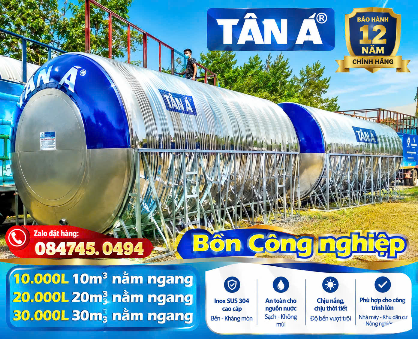 Bồn nước to nhất cho trại heo 20 khối 20m3 nằm tân á đại thành chính hãng
